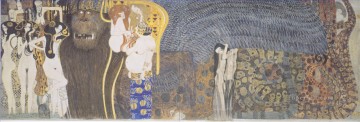 three women at the table by the lamp Painting - The Beethoven Frieze The Hostile Powers Far Wall Gustav Klimt
